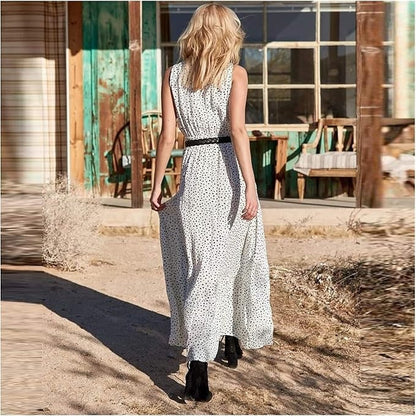 Ismena - Vestido Maxi Boho de Lunares