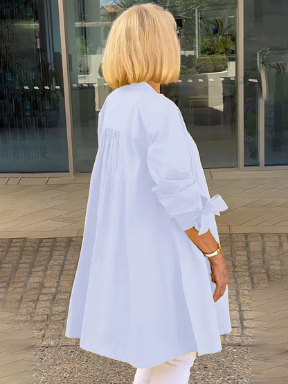 Elliora - Chaqueta de Camisa de Algodón con Espalda Fruncida