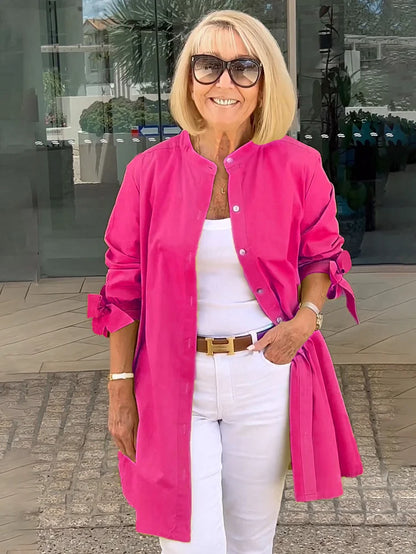 Elliora - Chaqueta de Camisa de Algodón con Espalda Fruncida