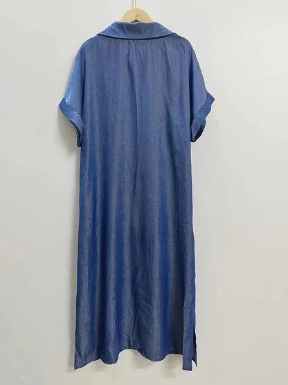 Samira-Vestido camisa con bolsillos fijos