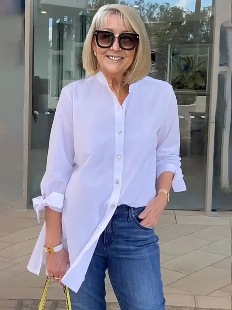 Elliora - Chaqueta de Camisa de Algodón con Espalda Fruncida