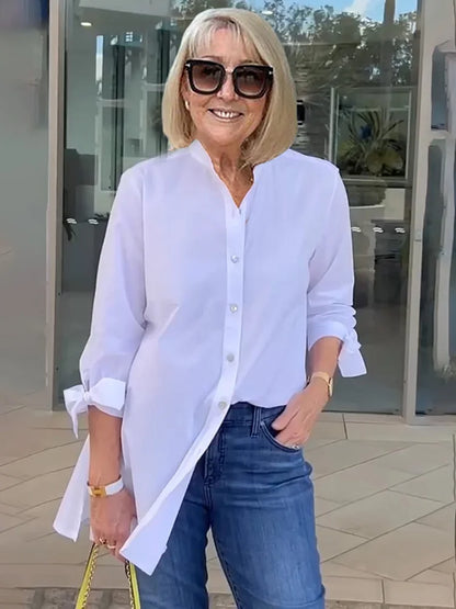 Elliora - Chaqueta de Camisa de Algodón con Espalda Fruncida