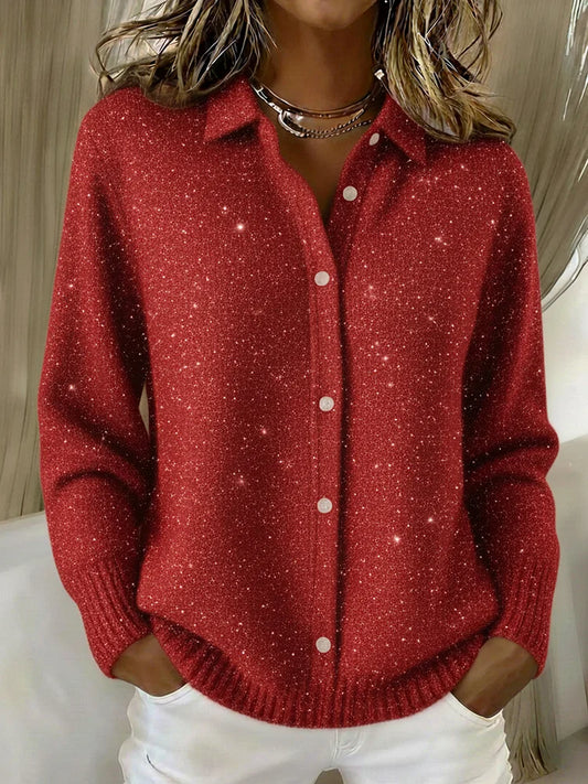 Suéter de Navidad para mujeres con botones, lentejuelas y detalles brillantes