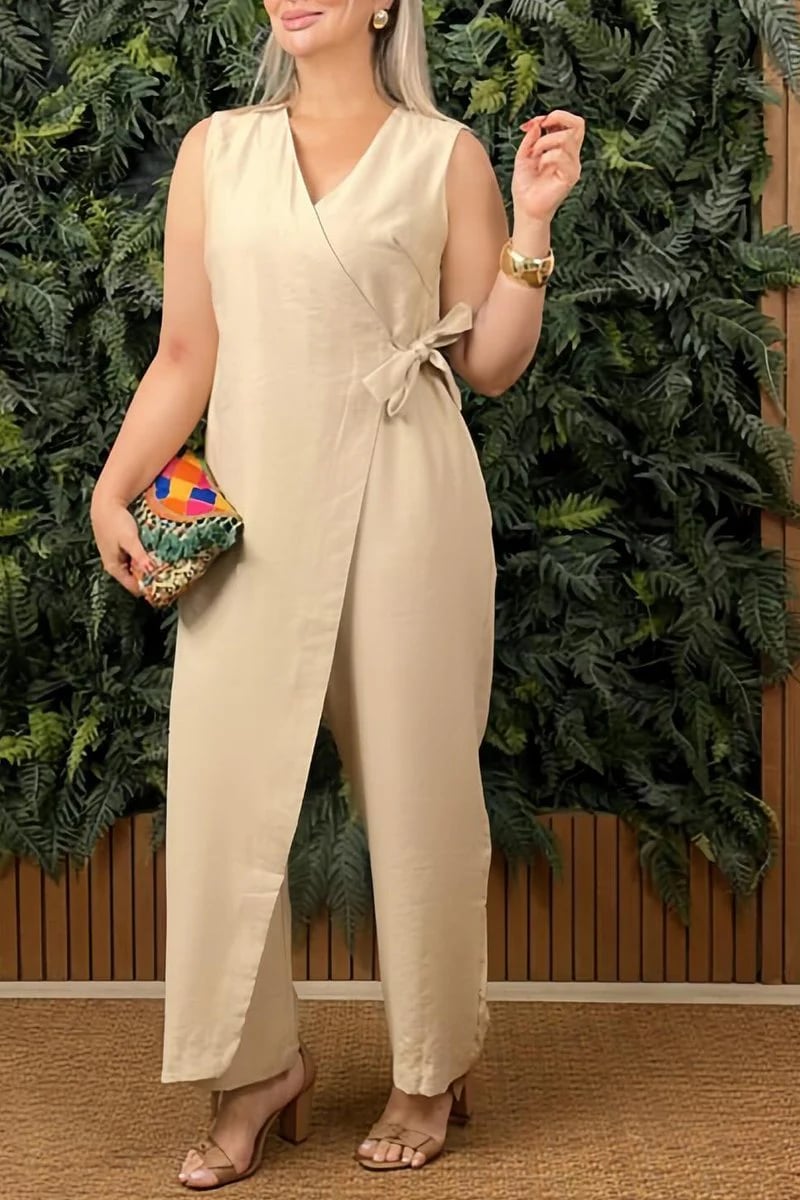 KAELANI – MONO CASUAL DE MUJER CON ESCOTE EN V Y TIRANTES CRUZADOS