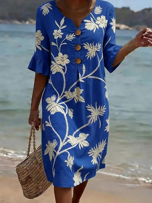 Vestido casual de mujer con estampado floral.