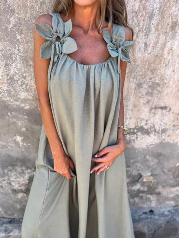 Vestido Floral Escote en U - Elegancia Atemporal