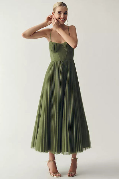 Lina | Vestido Plisado Elegante con Tirantes Finos