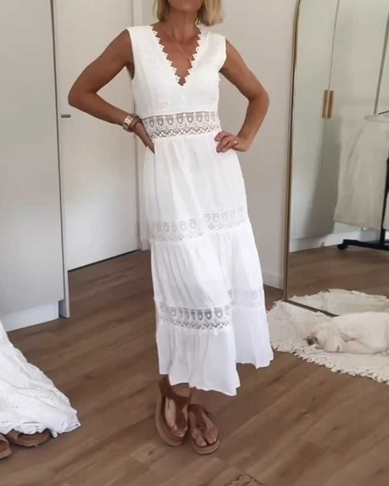 Mirna - Vestido de tirantes de encaje con escote en V