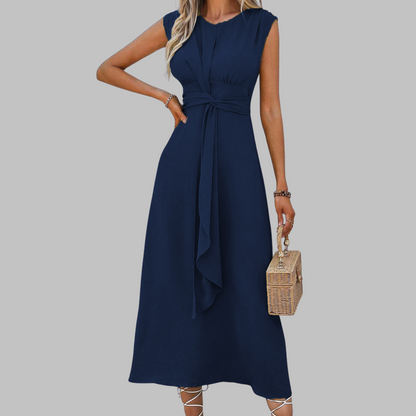 Vestido Largo Elegante Sin Mangas Cuello Redondo - Maxi Dress Chic para Mujer