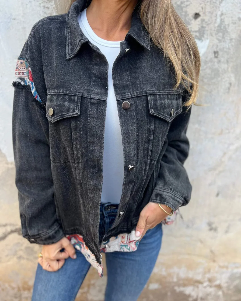 EVA - Chaqueta Casual de Parchwork de Denim