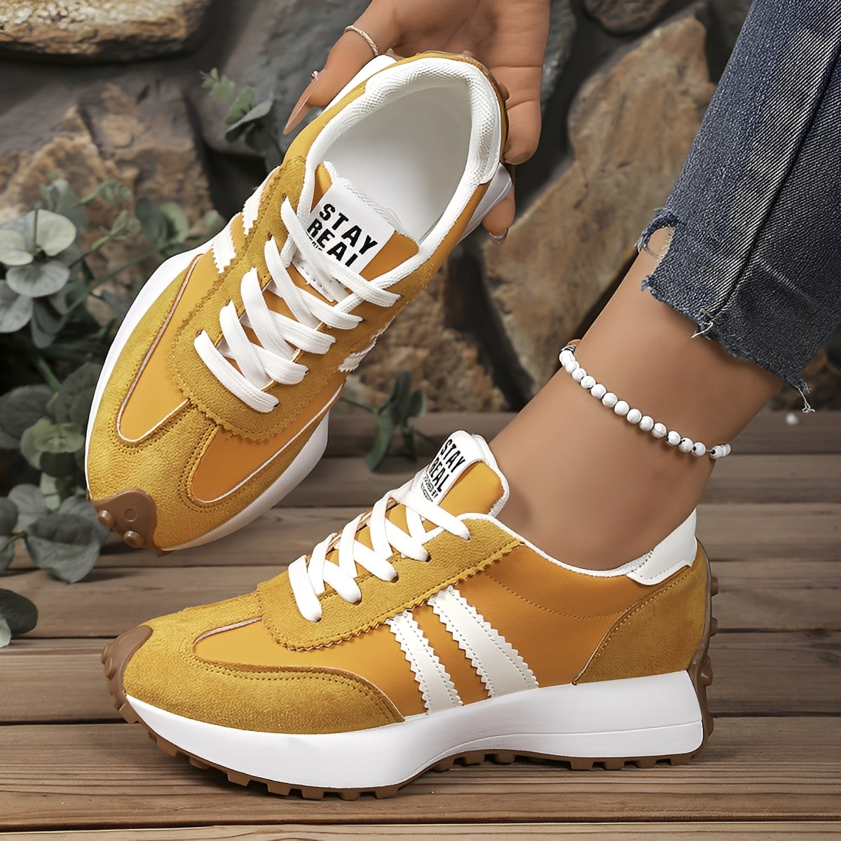 Lauren - Zapatillas casuales con suela gruesa para mujer