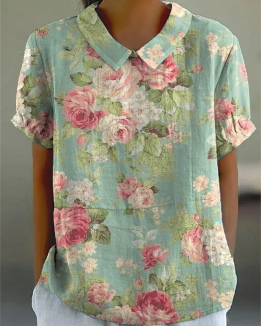 Beatrix | Camisa de Algodón-Lino Floral Retro