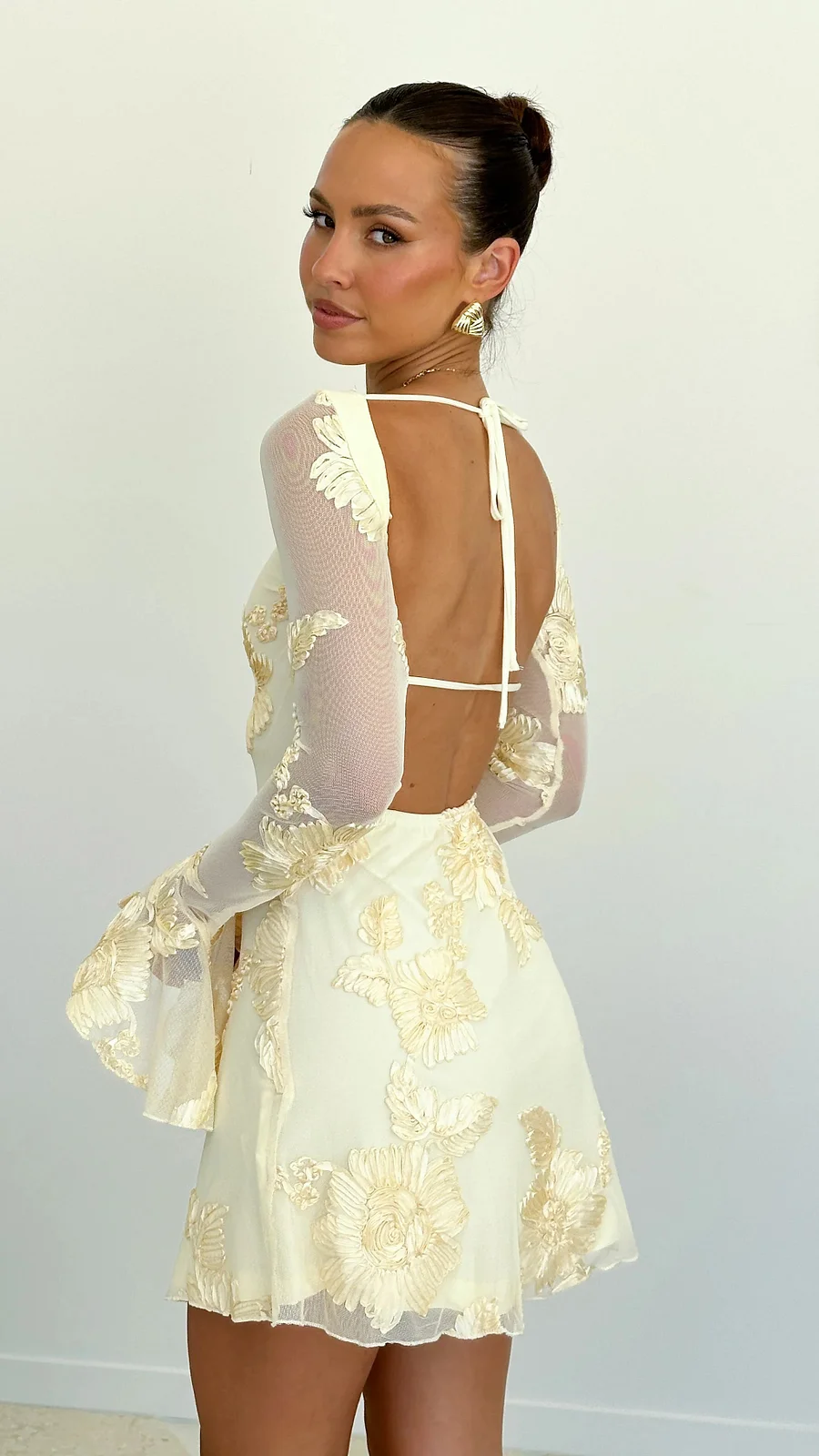 Vestido Mini Impreso Sin Espalda