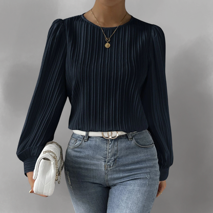 Carly – Blusa de Manga Larga Plisada