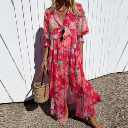 ISLA – VESTIDO MAXI BOTÓN BRISA COSTERA