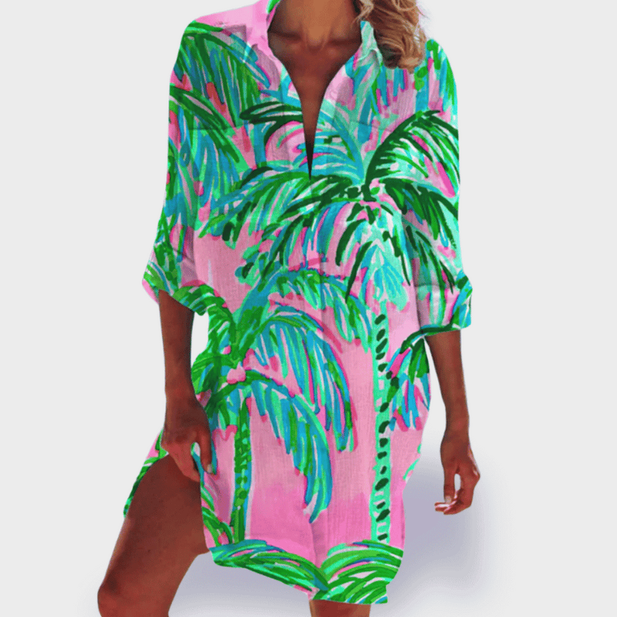 Tessa – Camisa de Impresión Vibrante de Verano