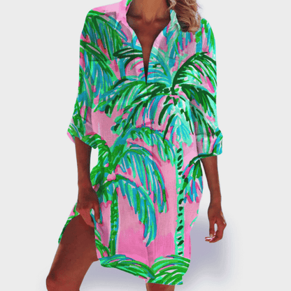 Tessa – Camisa de Impresión Vibrante de Verano