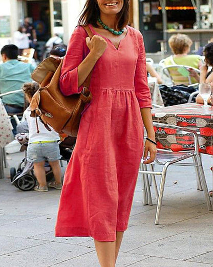 Rosalinde - Vestido elegante de cintura alta y corte fluido