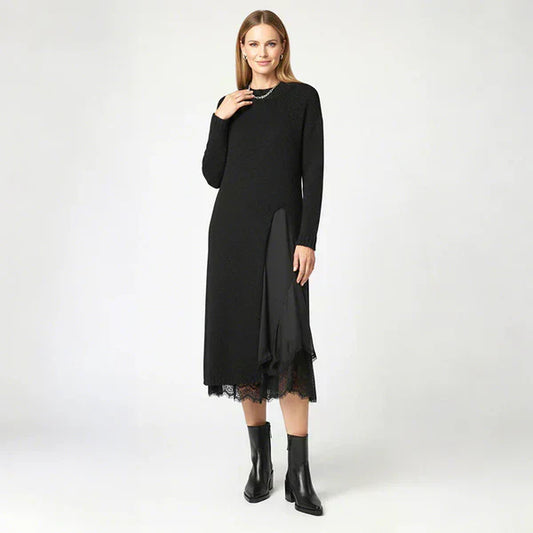 Miraluna | Vestido Midi Elegante con Detalle de Encaje