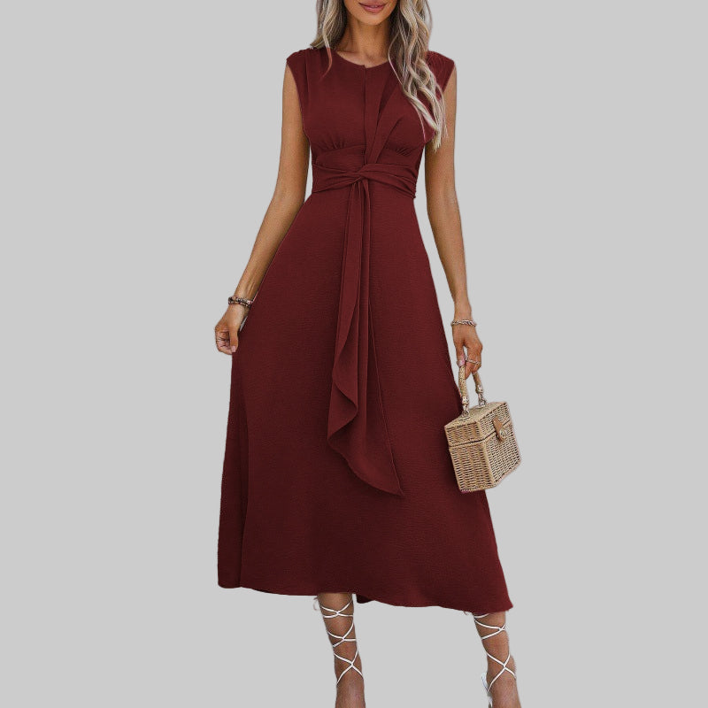 Vestido Largo Elegante Sin Mangas Cuello Redondo - Maxi Dress Chic para Mujer