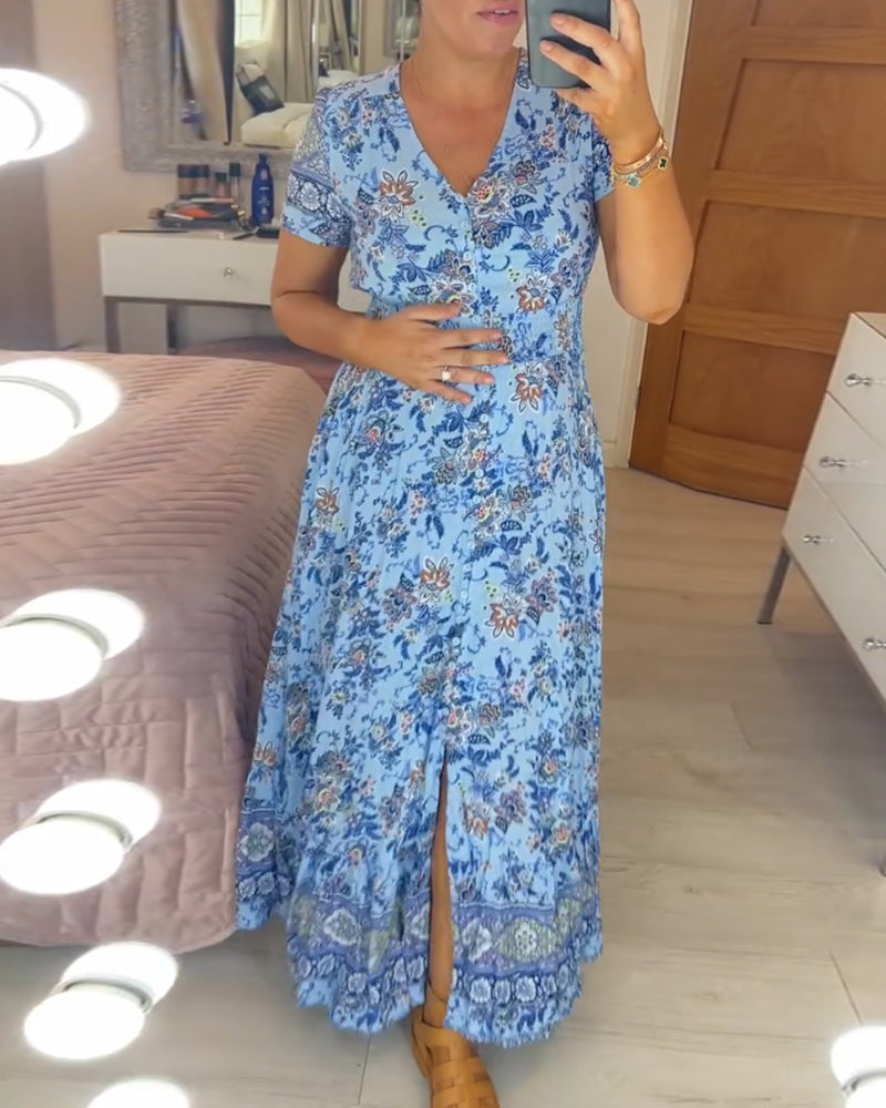 Ophelia | Vestido de Impresión Floral con Escote en V