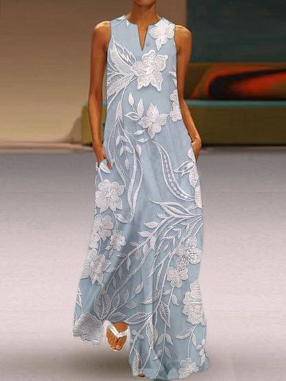 SELENE – VESTIDO LUXE IMPRESO SIN MANGAS ELEGANTE