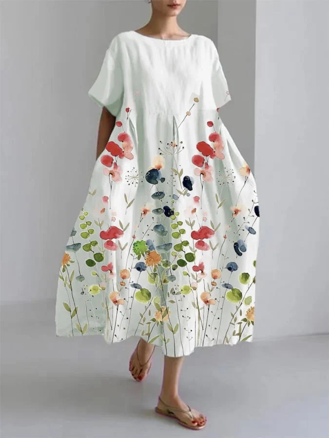 Xena - Vestido fluido de estampado floral de primavera con estilo sin esfuerzo