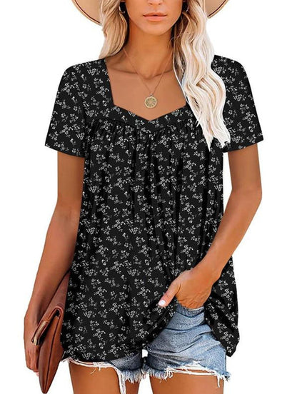 VICKY | TOP CON MANGAS CORTAS Y ESTAMPADO