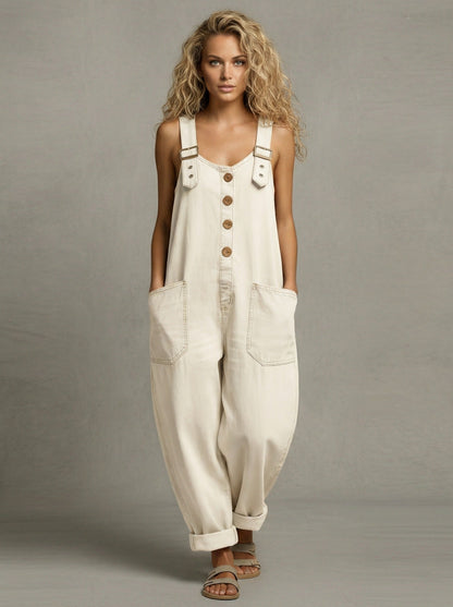 Rocio™ - Pantalón salopette casual de denim con hebilla ajustable.