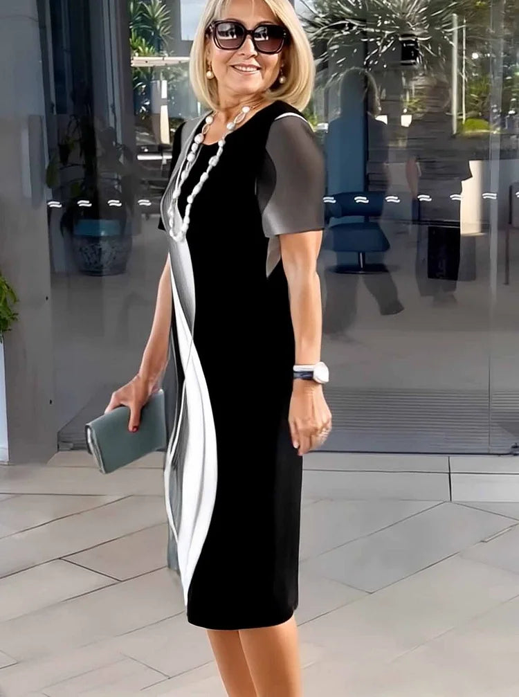 Rosara - Vestido Medio Impreso Suelto y Cómodo
