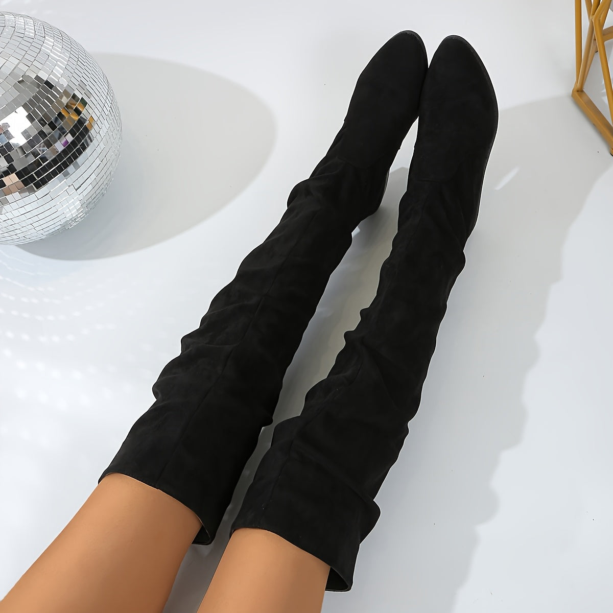 Versión alargada Botas de mujer apiladas a la moda Versátiles sobre la rodilla