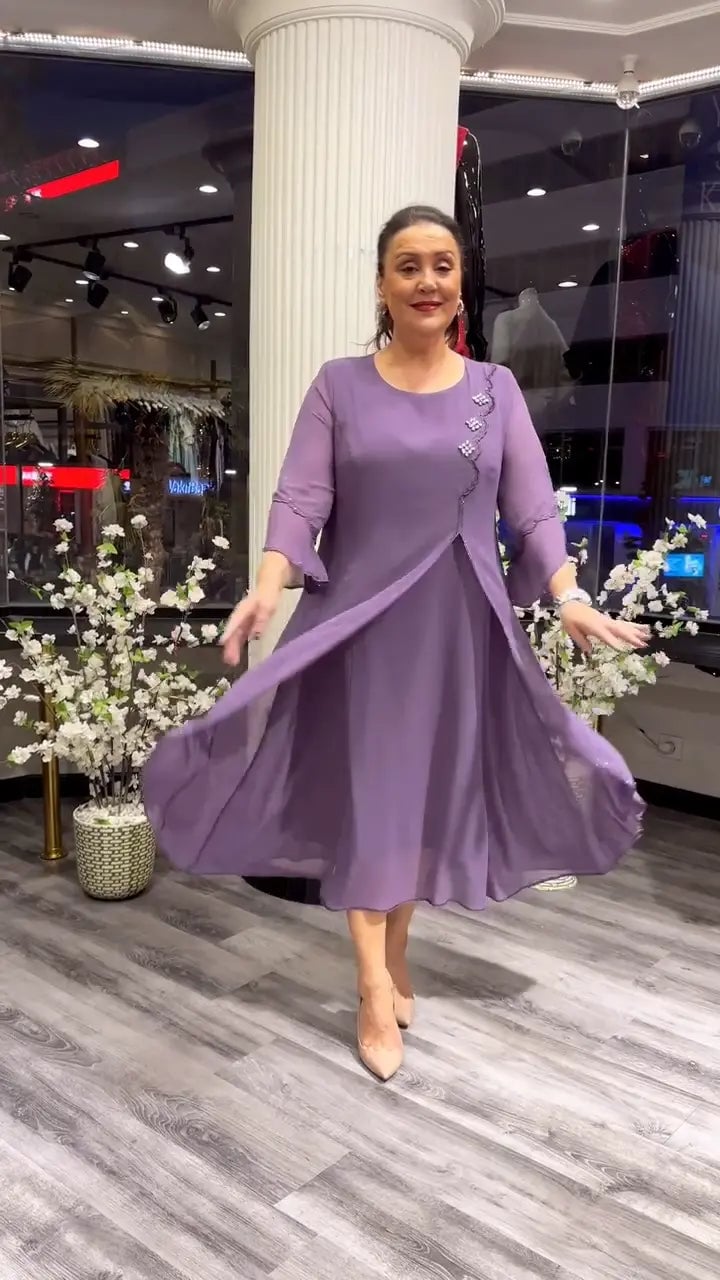 SAMARA – VESTIDO SUELTO DE CHIFÓN EN COLOR SÓLIDO PARA MUJERES