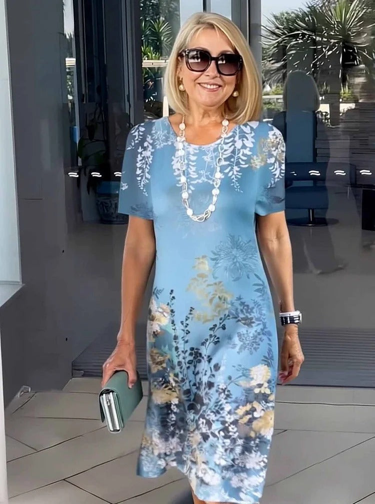 Rosara - Vestido Medio Impreso Suelto y Cómodo