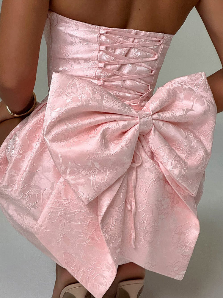 Vestido Mini Jacquard con Nudo Amelia