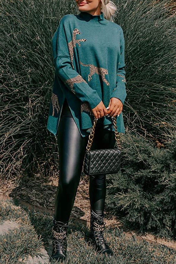 VIDA – TOP CASUAL VINTAGE CON ESTAMPADO DE TIGRE Y LEOPARDO