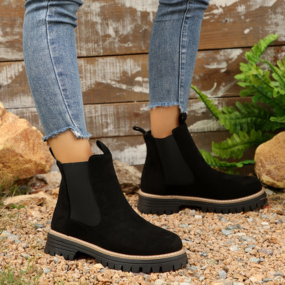 Botines de mujer en color sólido con suela gruesa