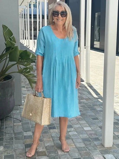 Noara - Vestido Túnica de Algodón Casual con Bolsillos