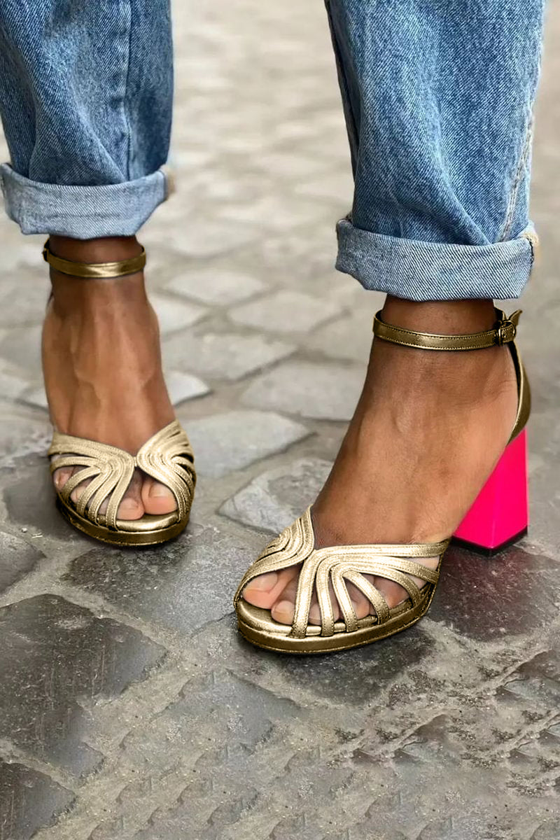 Milviana - Elegante Tacón Bloque Rosa