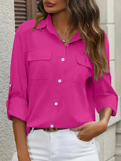 Athena - Camisa de Algodón con Bolsillos Frontales
