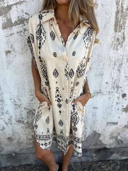 Sue - Vestido Casual de Corte Suelto con Mangas Cortas