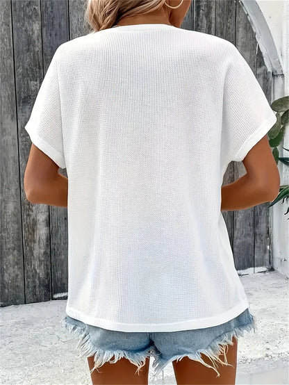 Marylou - Top Casual de Cuello Redondo y Manga Corta
