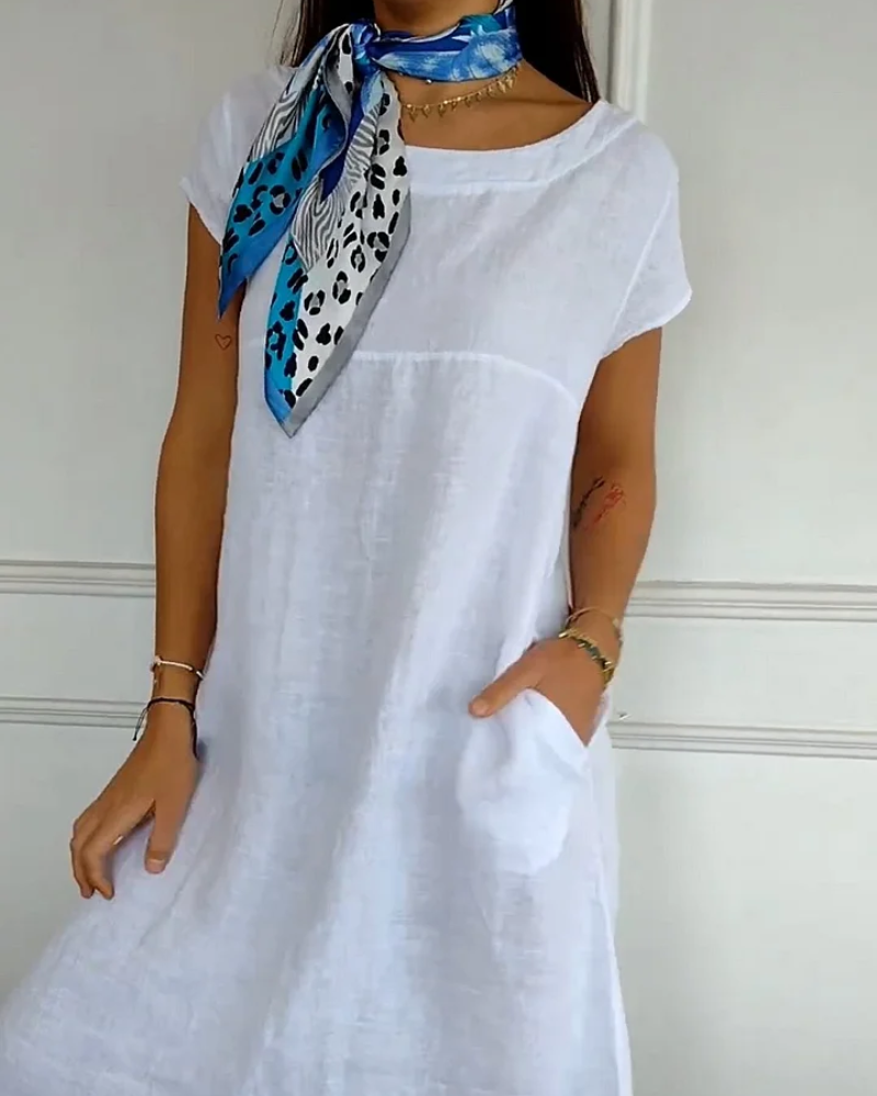 Juniper - Vestido de Algodón y Lino a la Moda con Bolsillos
