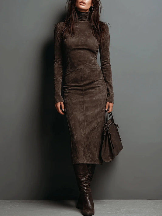 Lorena - Vestido midi largo marrón