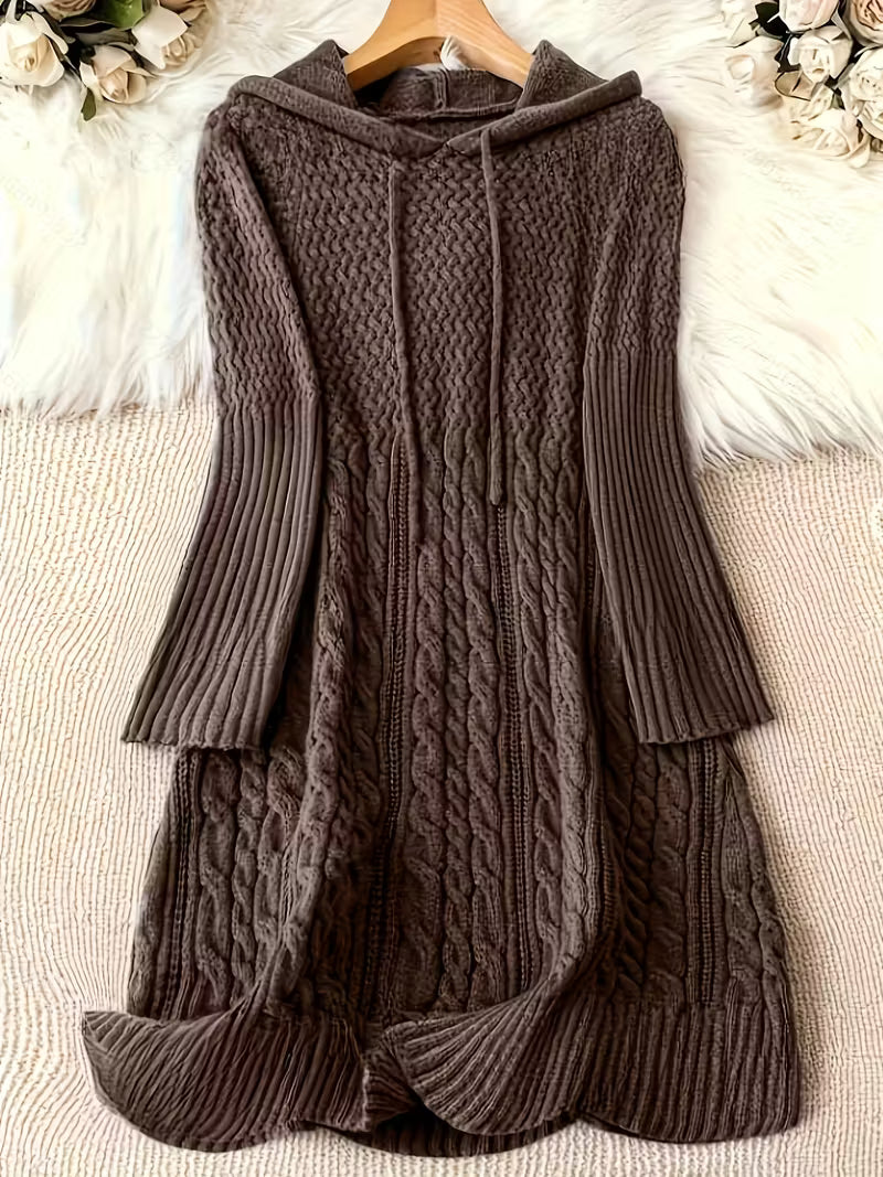 EVELINA – VESTIDO DE SUÉTER CON CAPUCHA DE PUNTO GRUESO