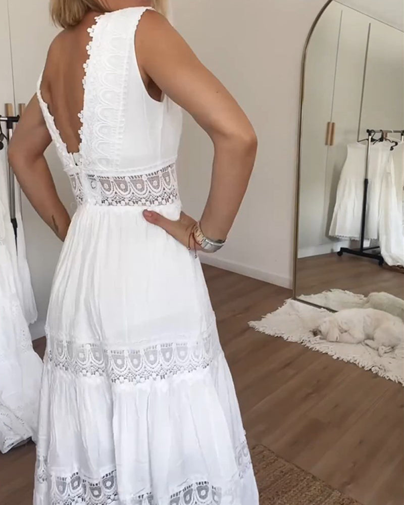 Mirna - Vestido de tirantes de encaje con escote en V