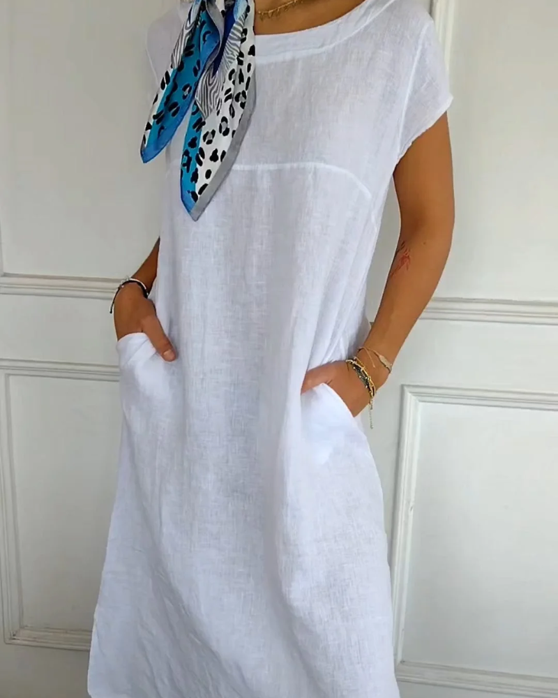 Juniper - Vestido de Algodón y Lino a la Moda con Bolsillos