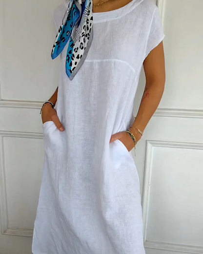 Juniper - Vestido de Algodón y Lino a la Moda con Bolsillos