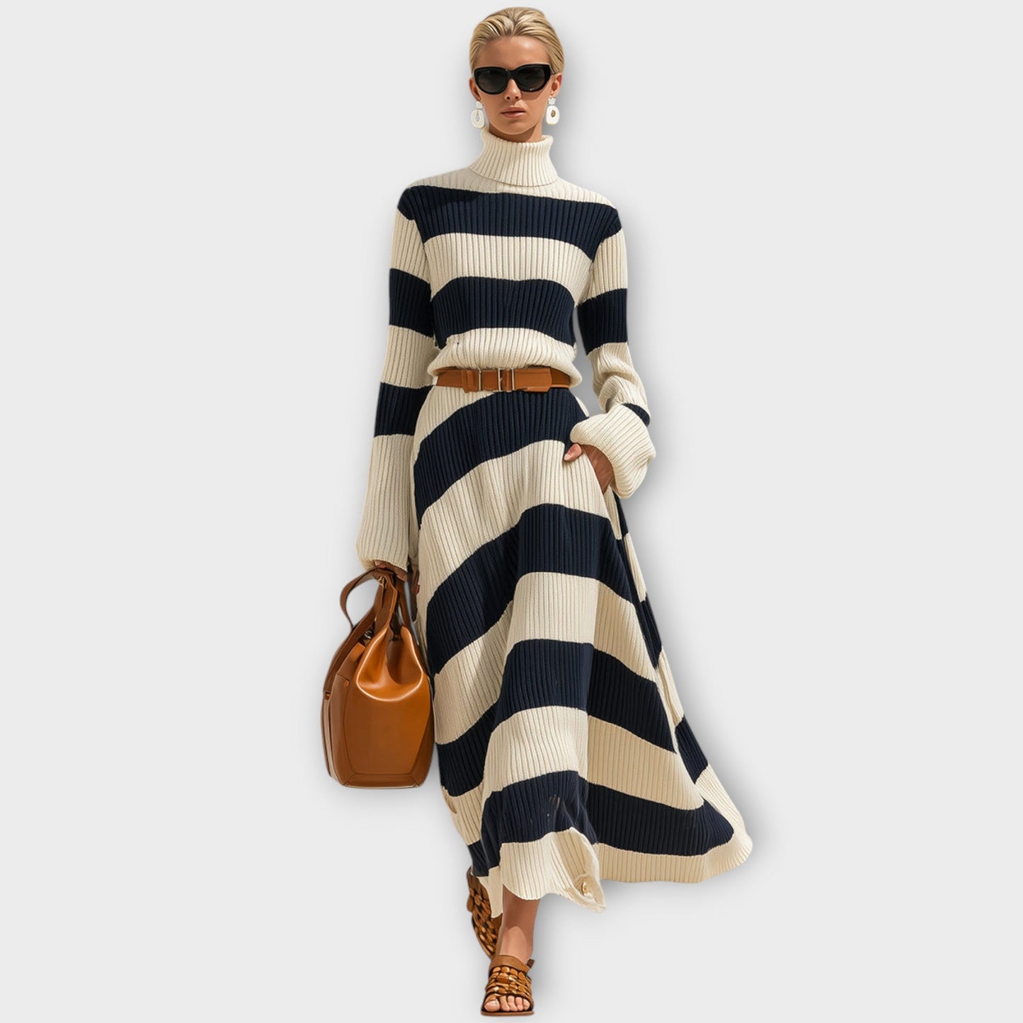 Vestido Maxi a Rayas de Punto