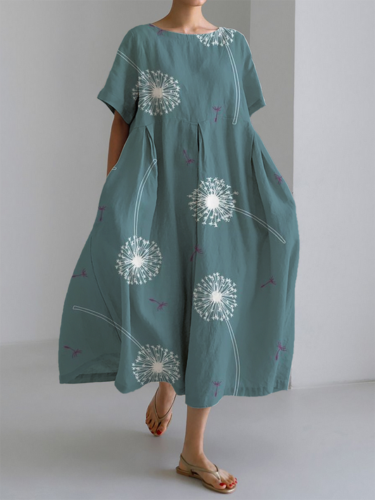 Fern - Elegante Vestido Maxi con Estampado de Diente de León