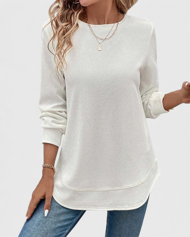 Nadyalyn | Elegante Suéter de Manga Larga con Cuello Redondo